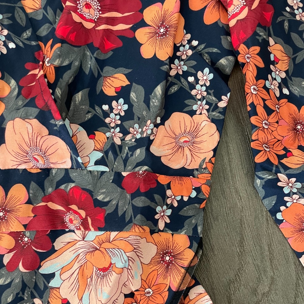 Ruffle hem floral orange boho gypsy maxi dress - Picture 11 of 13